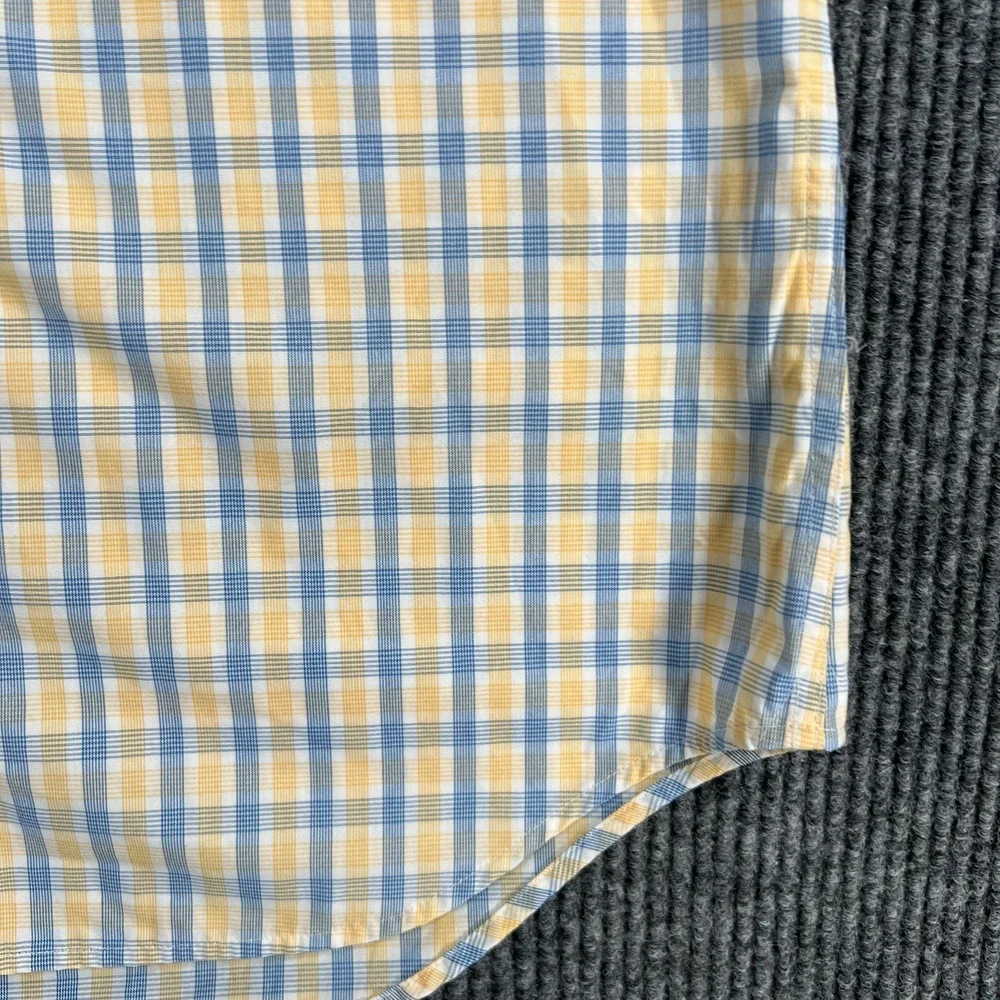 Banana Republic Shirt Mens Medium Yellow Blue Plaid‎ Button Up Tailored Fit